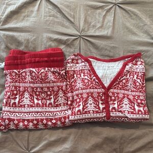 Little sleepies. Red and White Holiday Pajamas. Long sleeved with pants.